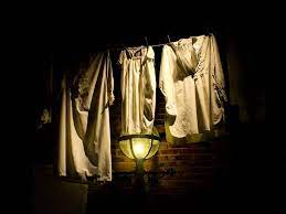 clothes hanging at night