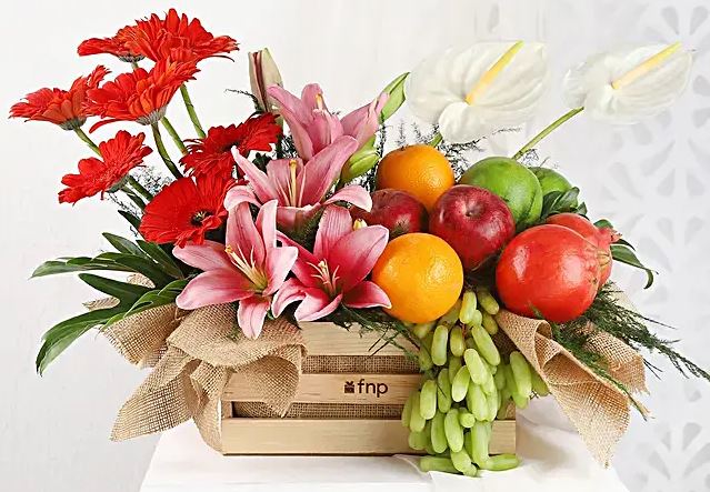 fruit and flowers hamper