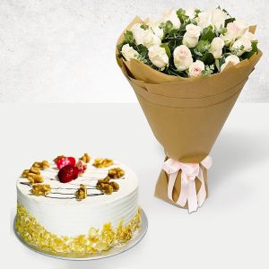 Cake & Flowers Combo image