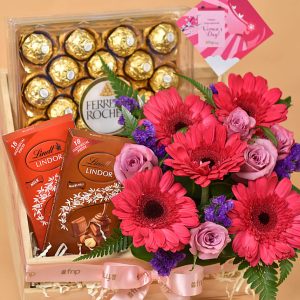 flowers with chocolate women day gift for girlfriend