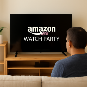 Dad watching amazon on tv