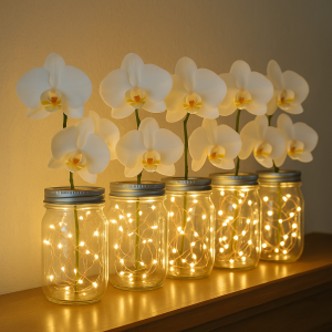 orchids in mason jars image