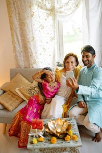 video call diwali celebration with small family